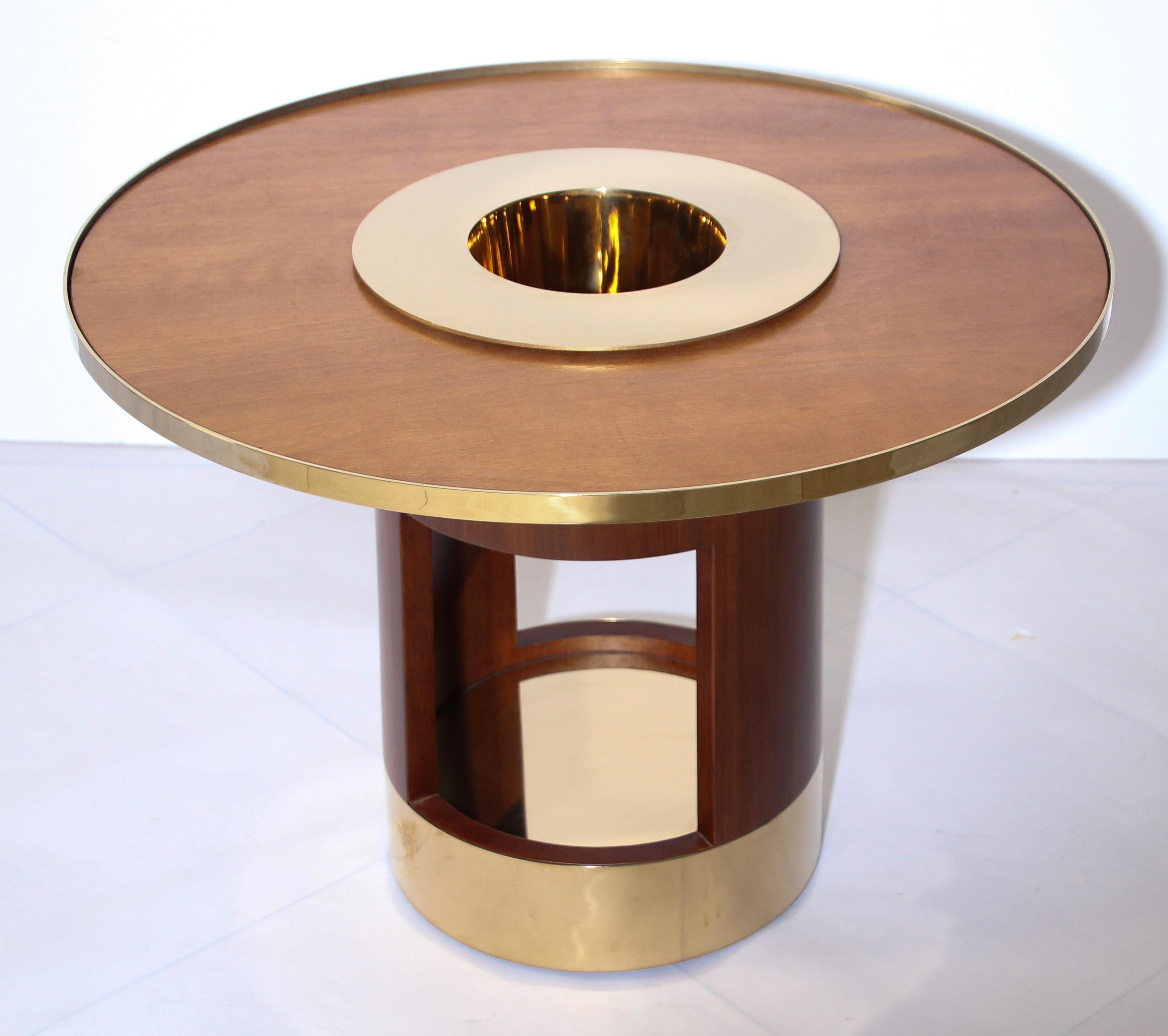 Custom Side Dry Bar Table with Metal Gold Detail and Integrated Ice Bucket 3