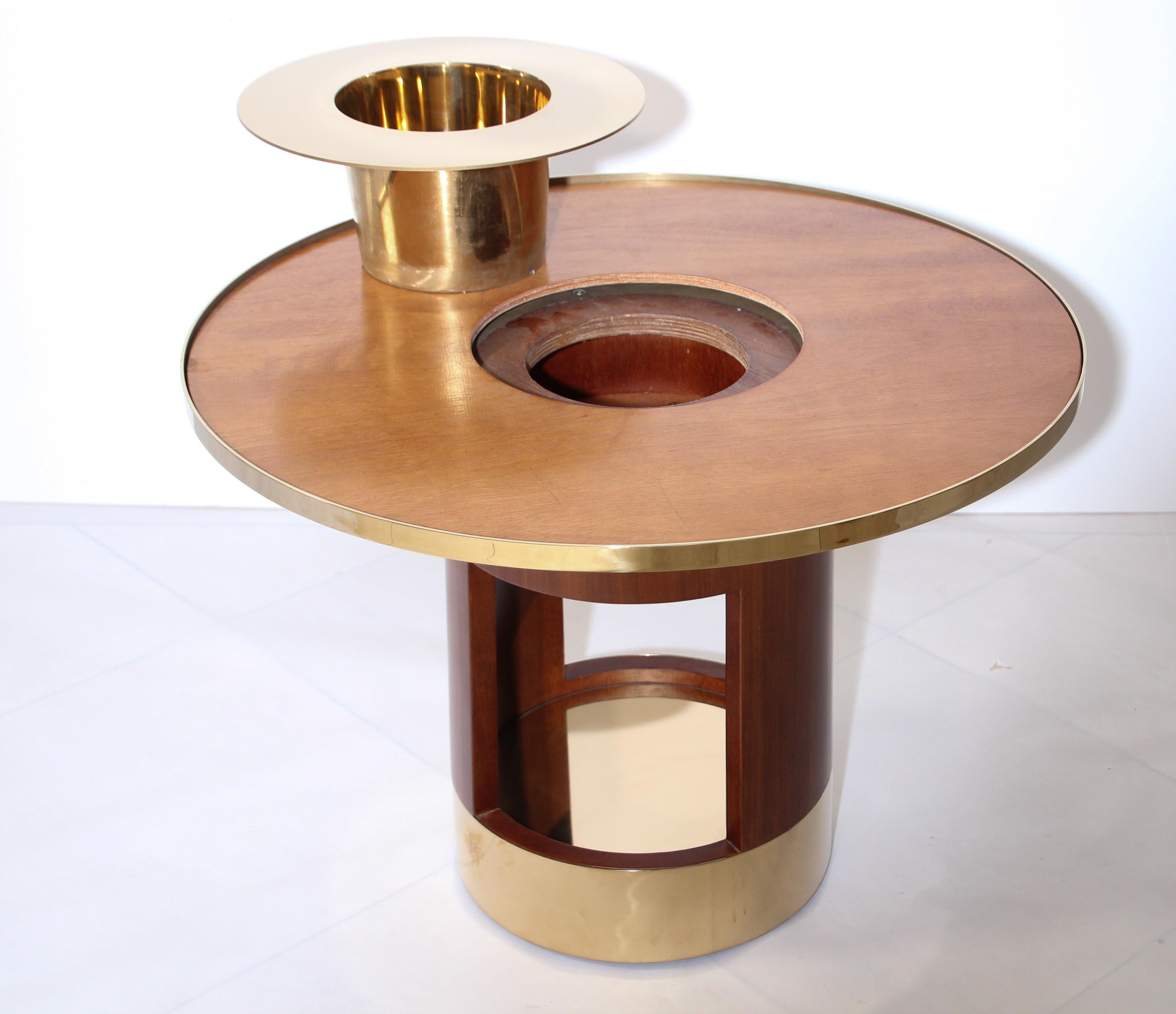 Custom Side Dry Bar Table with Metal Gold Detail and Integrated Ice Bucket 4