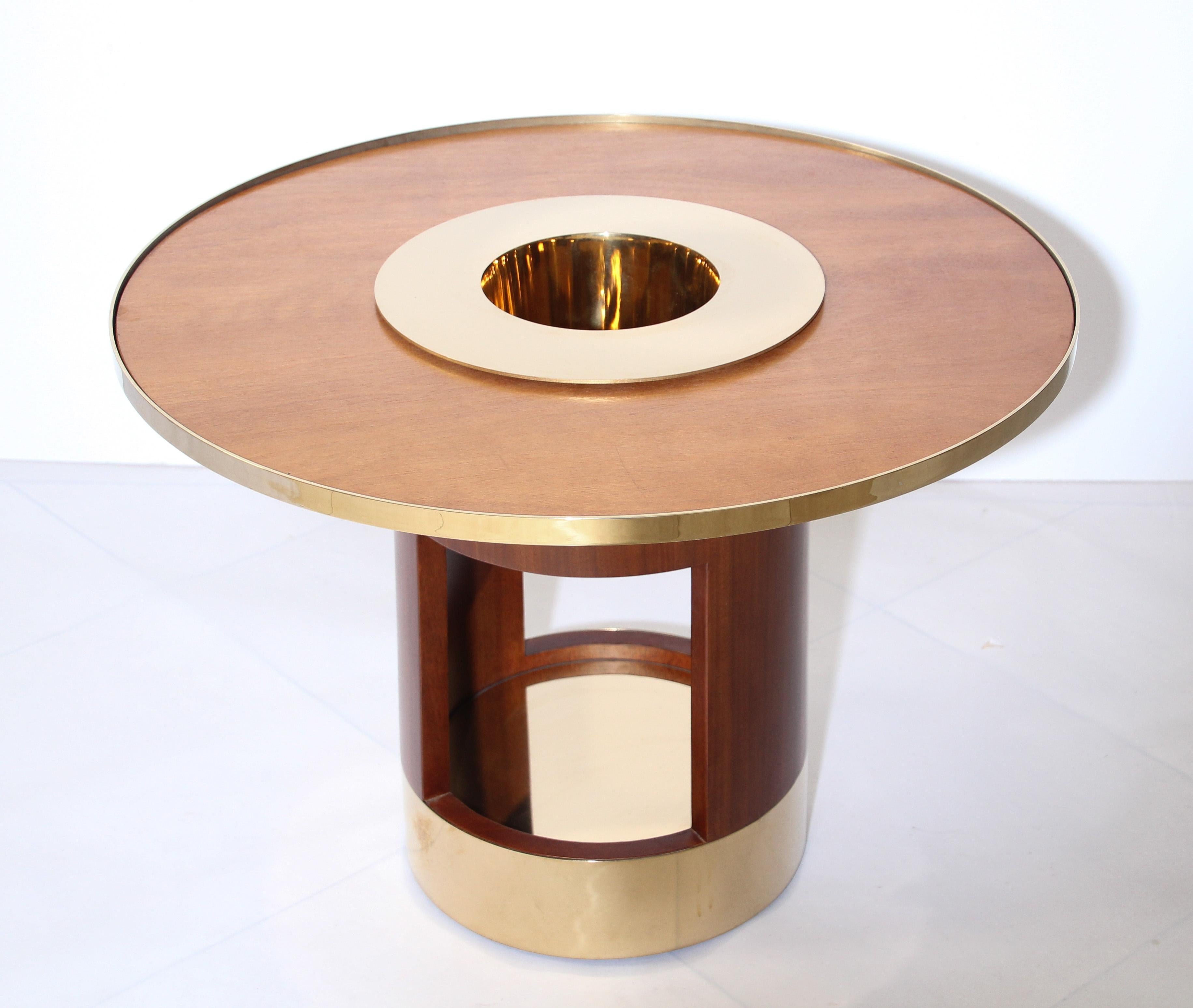 Custom Side Dry Bar Table with Metal Gold Detail and Integrated Ice Bucket 8