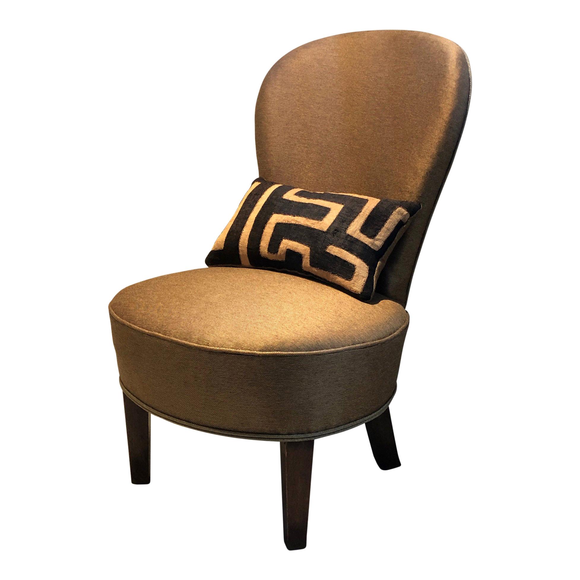 Cocktail Chair with Antique Kuba Cloth and Pierre Frey Fabric For Sale