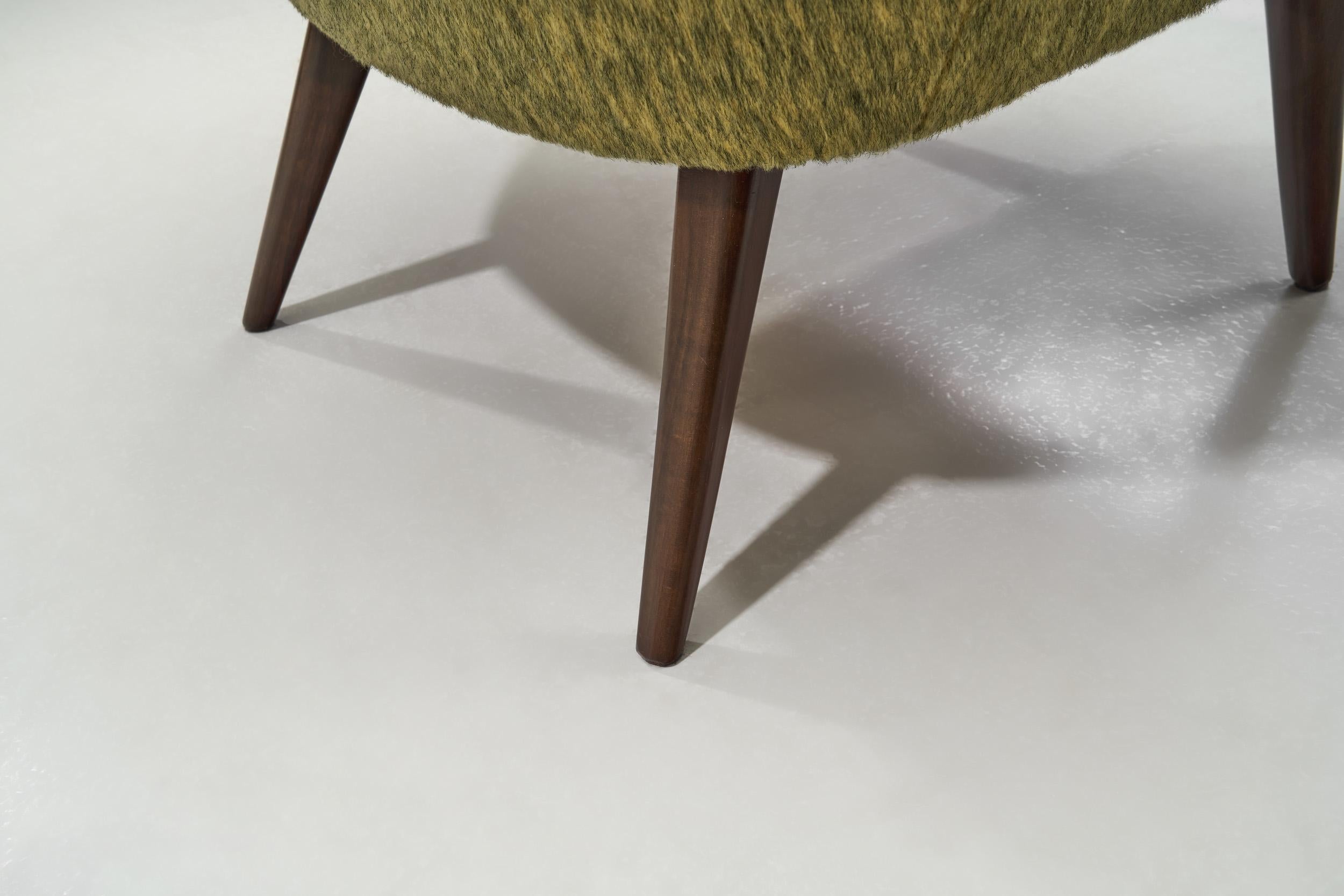 Cocktail Chairs with Dark Glazed Cherry Wood Legs, Europe, 1950s For Sale 8