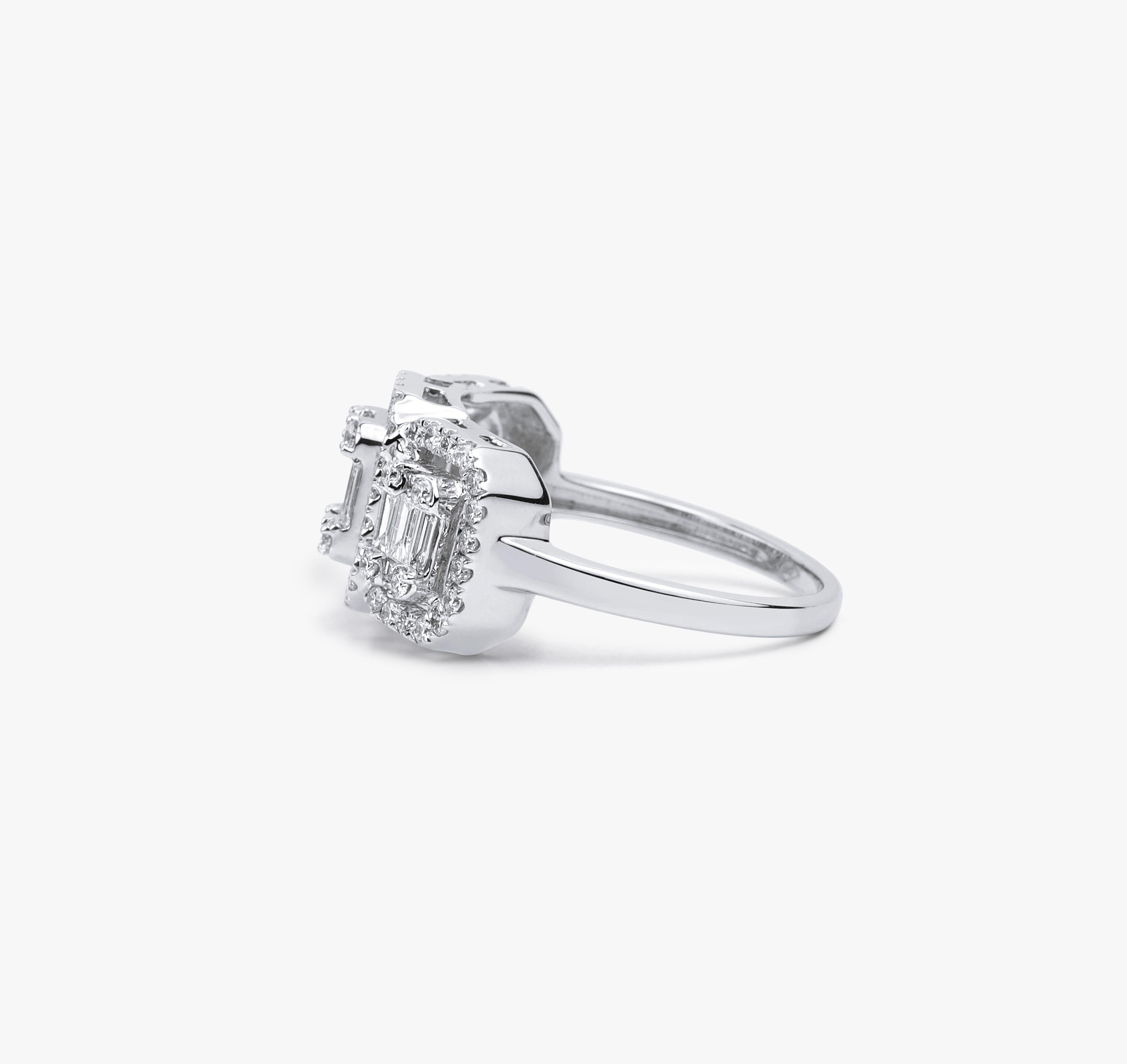 Art Deco Diamant Baguetteschliff Ring Illusion Einstellung, 1 TCW F G VS Diamant Ring


Erhältlich in 18 Karat Weißgold.

Das gleiche Design kann auch mit anderen Edelsteinen auf Anfrage hergestellt werden.

Einzelheiten zum Produkt:

- Massives