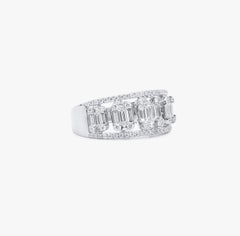 1ct Baguette Diamond Art Deco Cocktail Band Ring in 18K White Gold  Statement