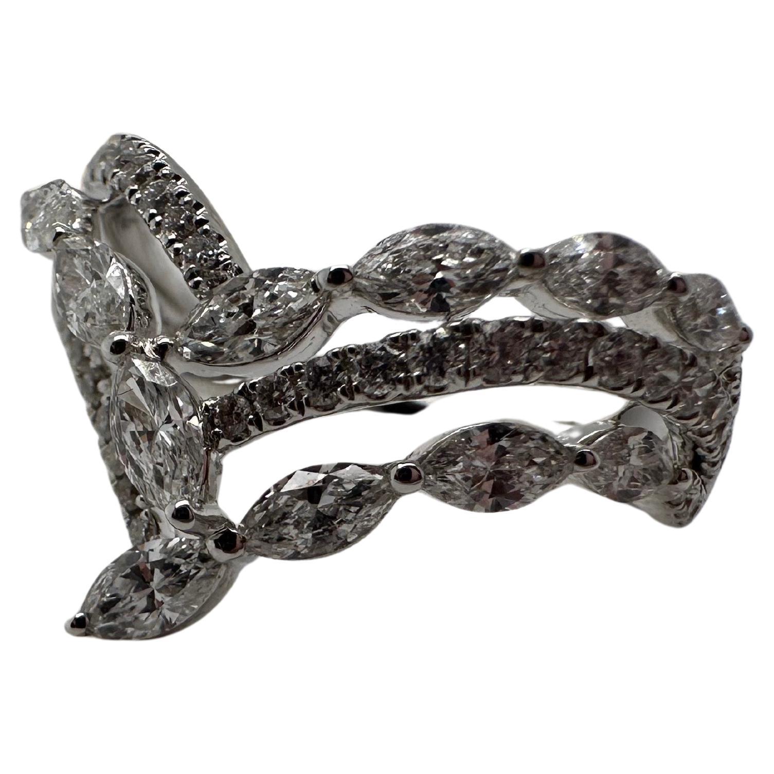Cocktail diamond ring 18KT white gold VS diamonds F color 1.10ct
