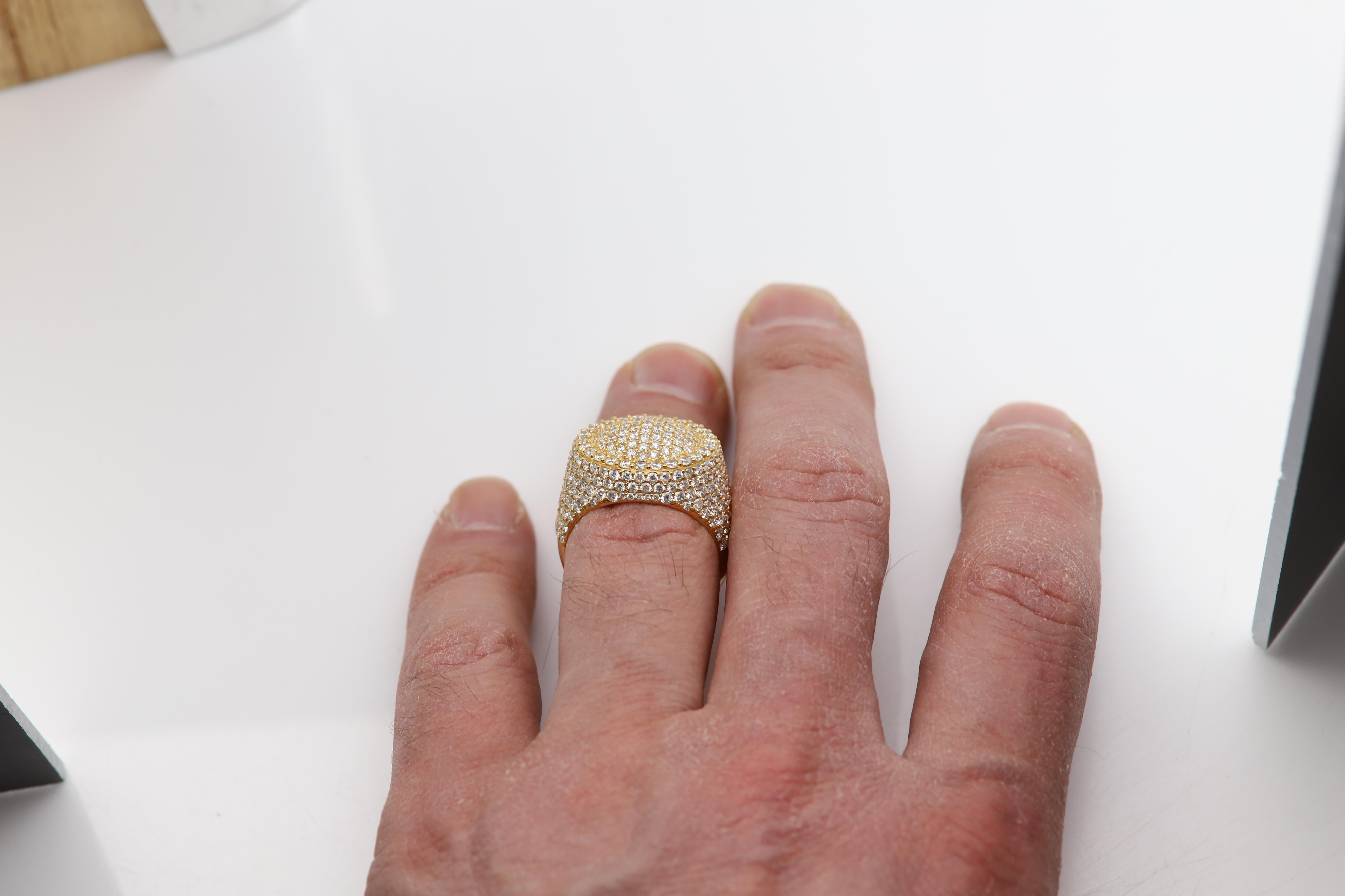 Bague cocktail en or jaune massif 14 carats avec diamants naturels en vente 5