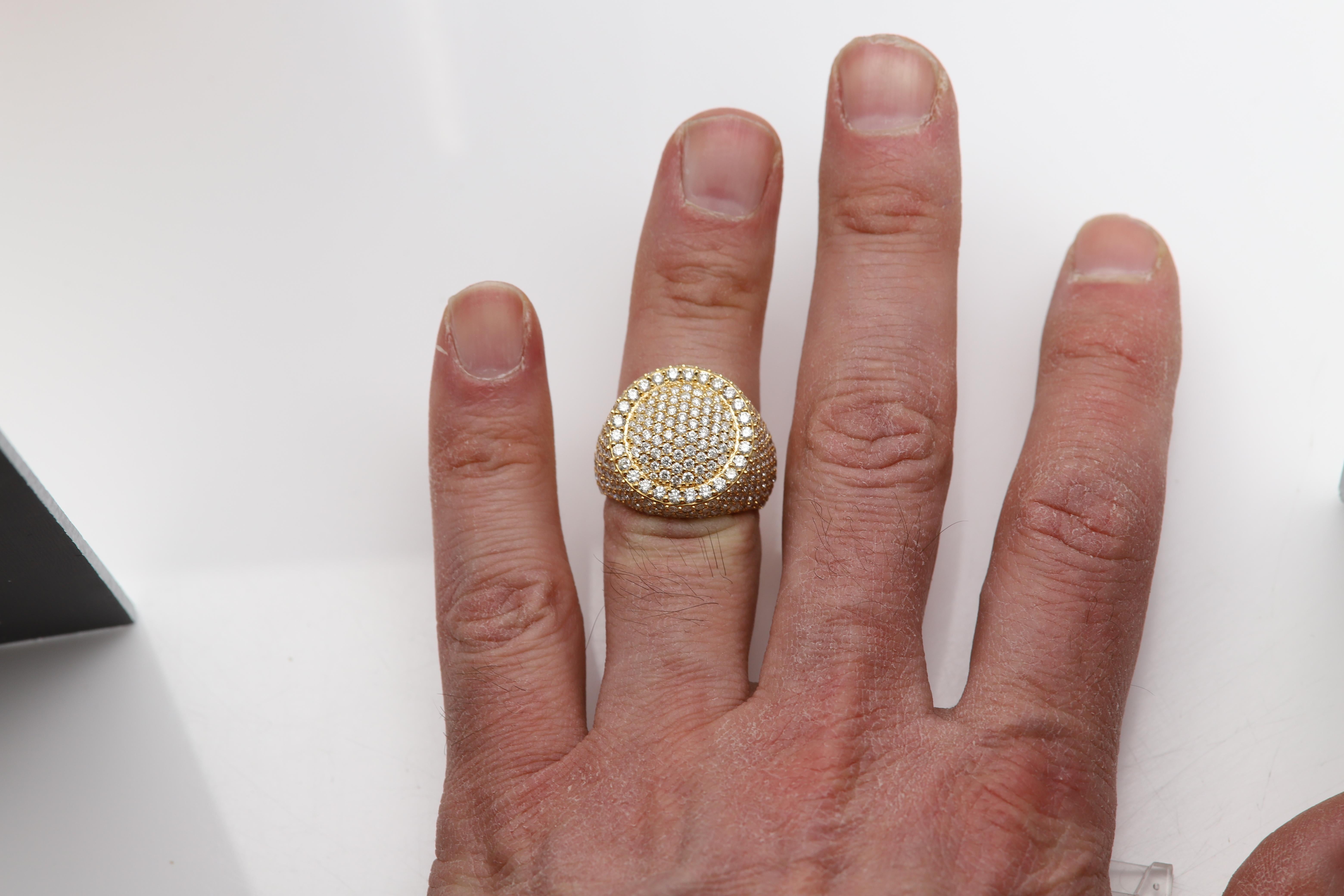 Bague cocktail en or jaune massif 14 carats avec diamants naturels en vente 4