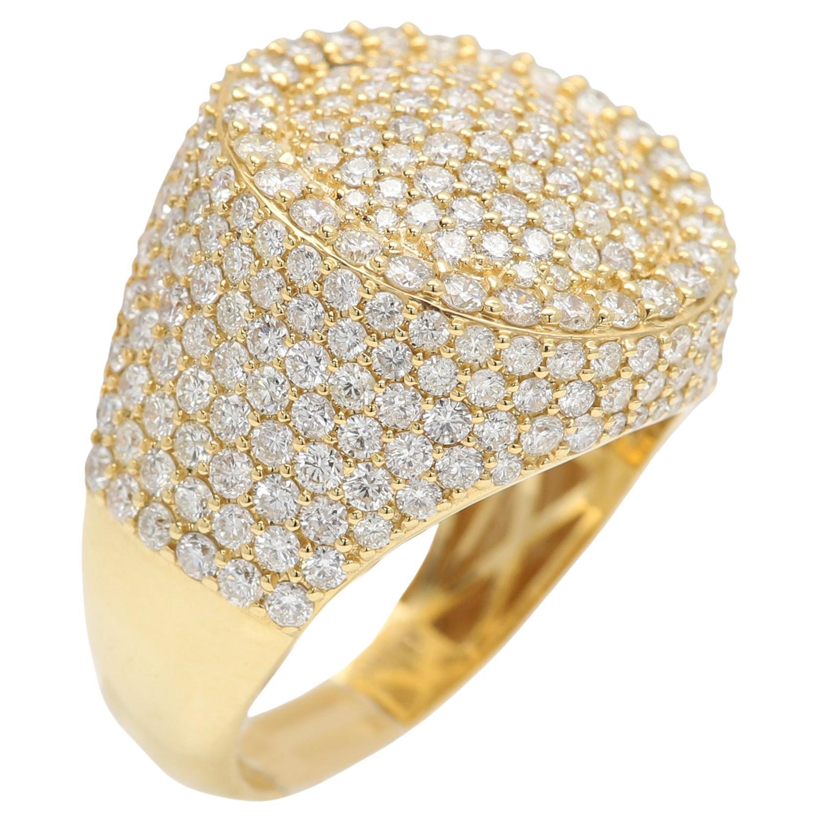 Anello Cocktail con diamanti Nature Diamanti naturali Oro giallo massiccio 14 carati