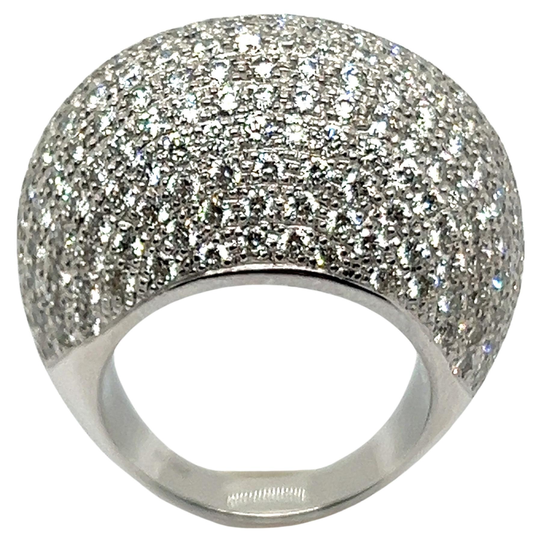 Cocktail Dome Diamond Ring in 18 Karat White Gold