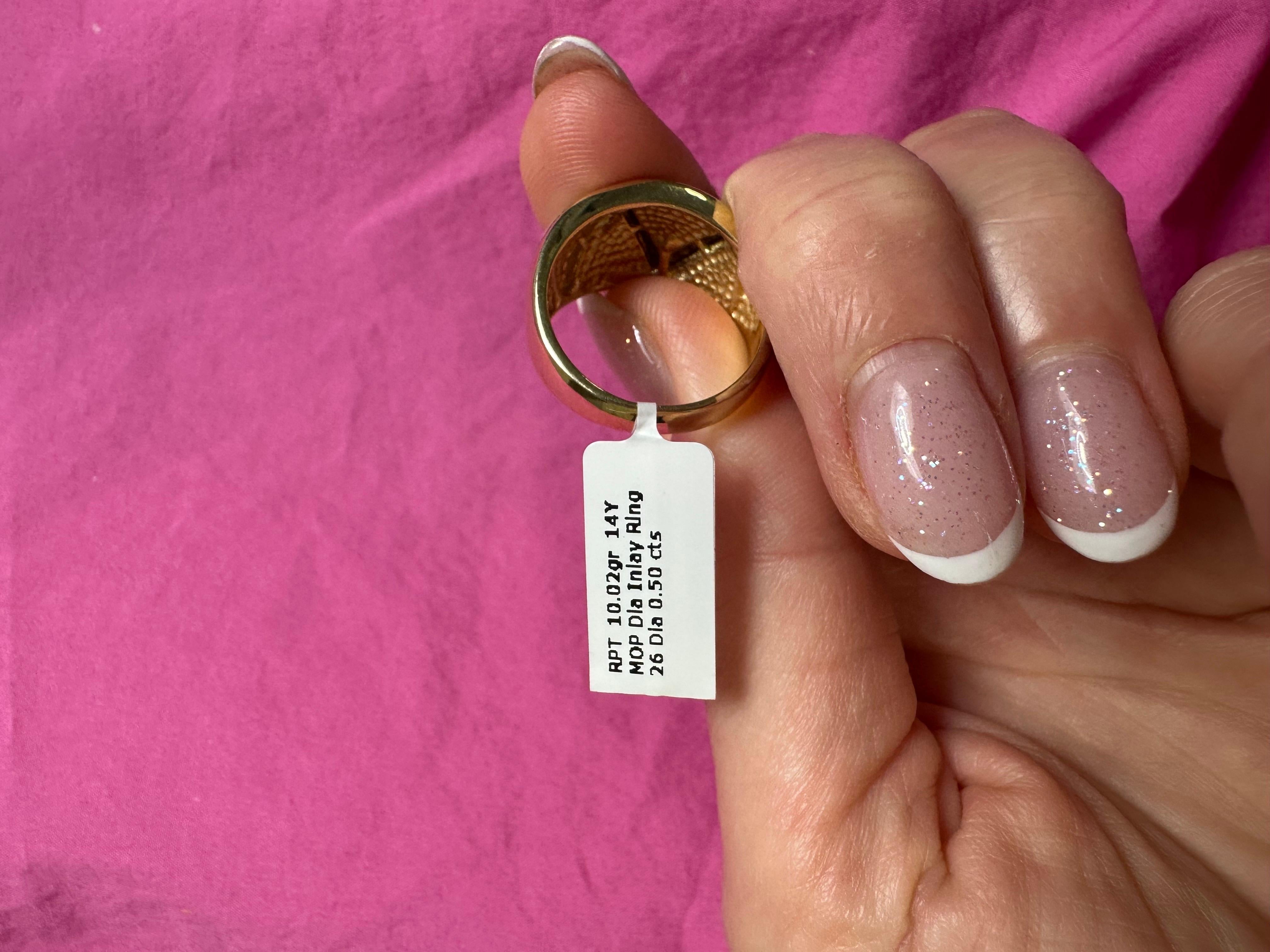 Cocktail Dome ring 14KT gold Diamond ring size 7 For Sale 5