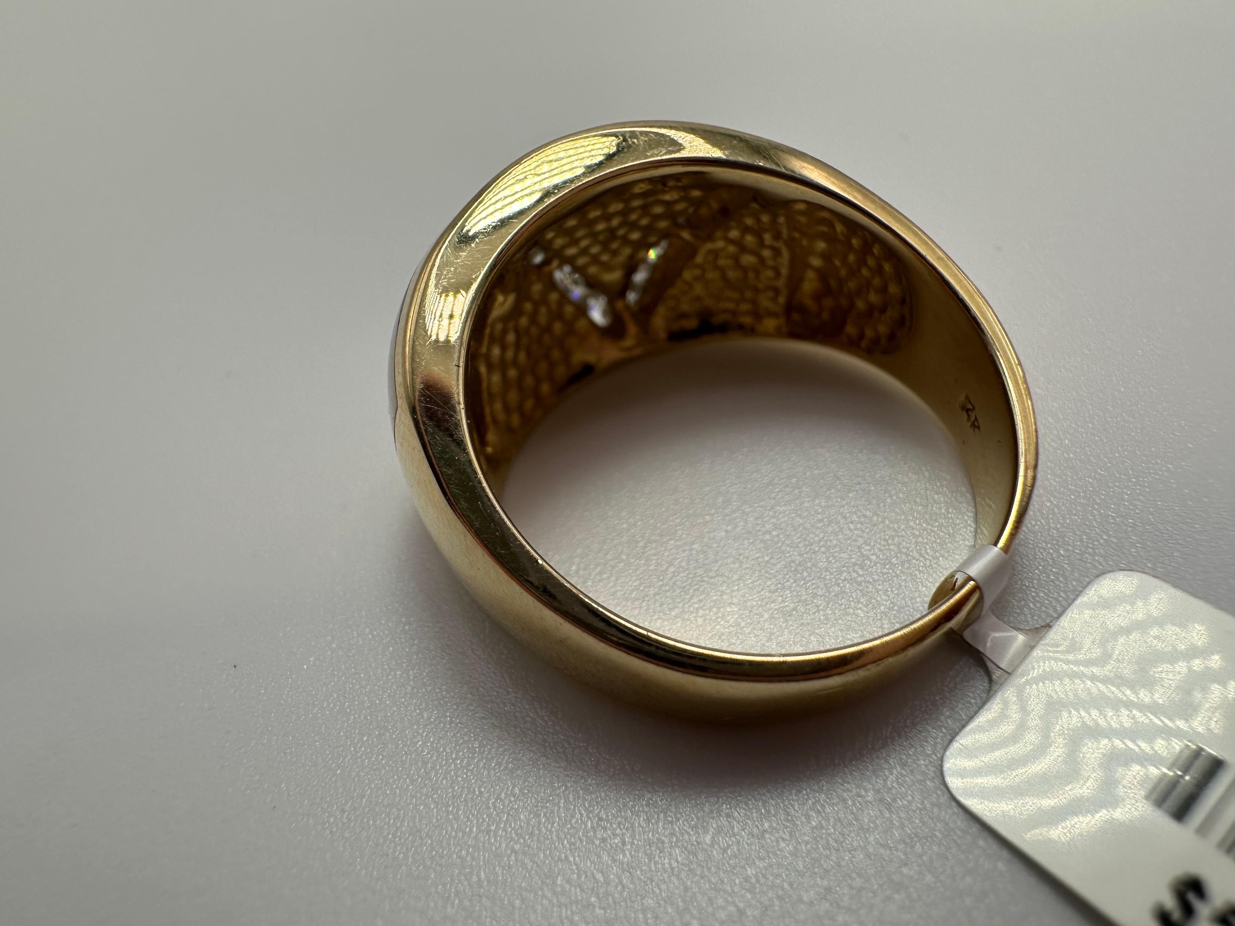 Women's or Men's Cocktail Dome ring 14KT gold Diamond ring size 7 For Sale