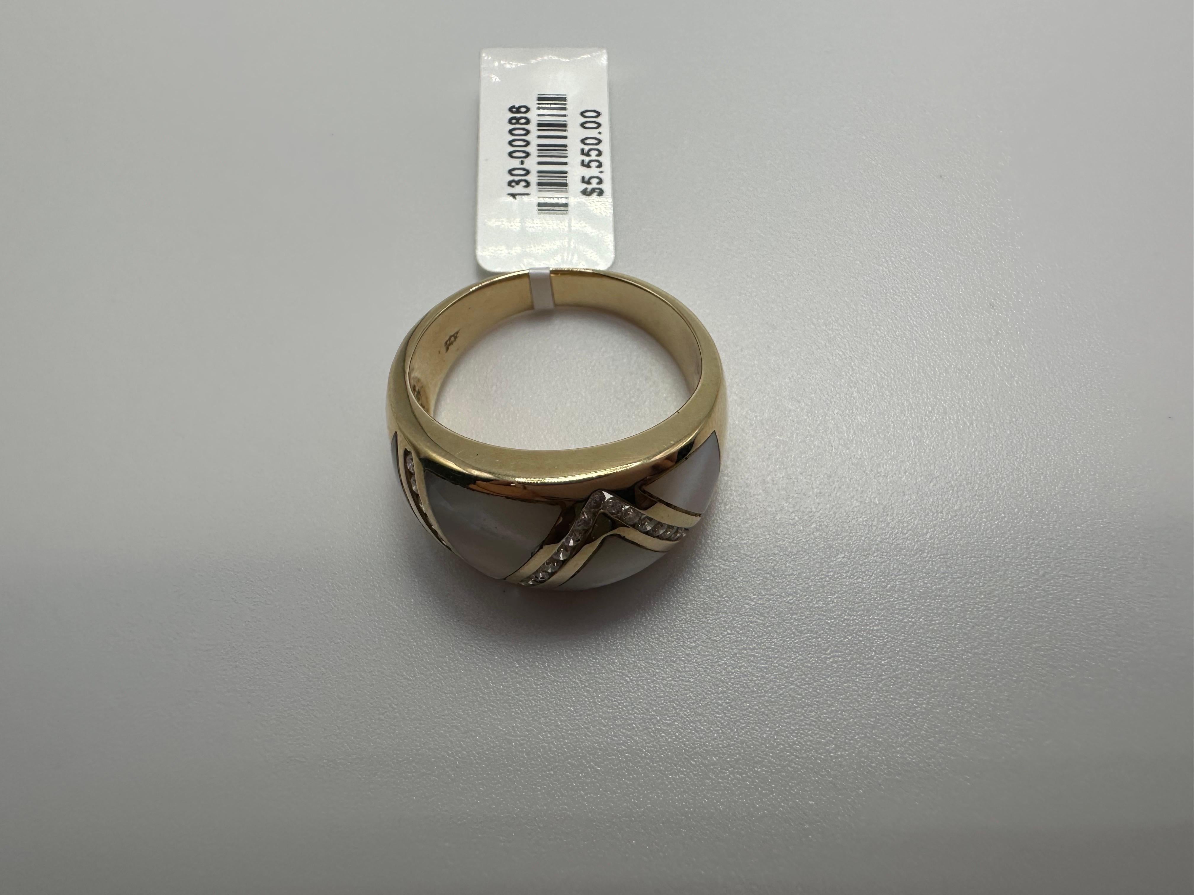 Cocktail Dome ring 14KT gold Diamond ring size 7 For Sale 2