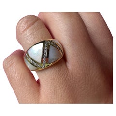 Cocktail Dome ring 14KT gold Diamond ring size 7