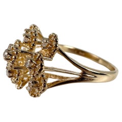Cocktail Dome Ring 14 Karat Yellow Gold Snowfall Ring