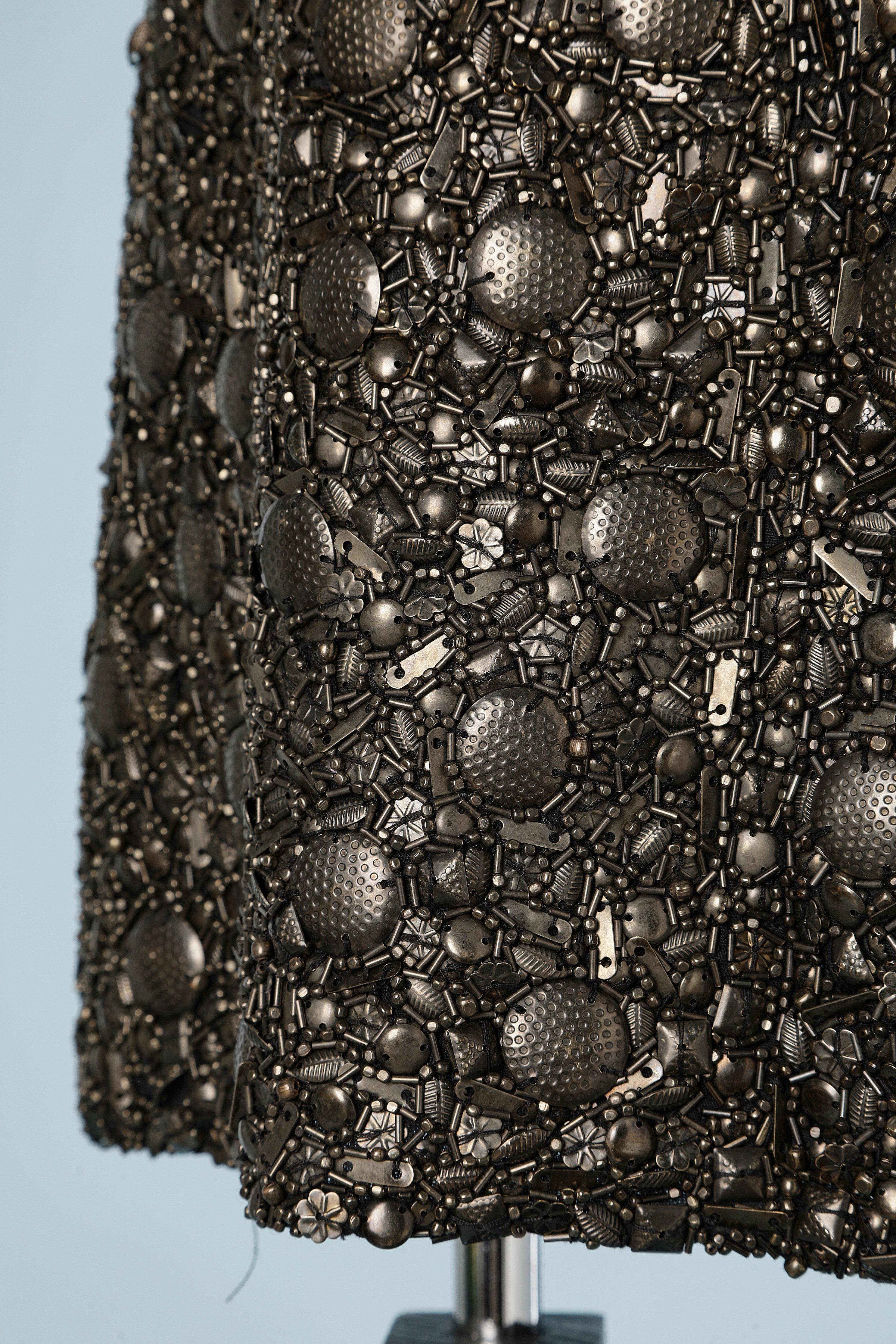 Black Cocktail dress fully embroidered with metallic beads Peachboo+Krejberg For Sale