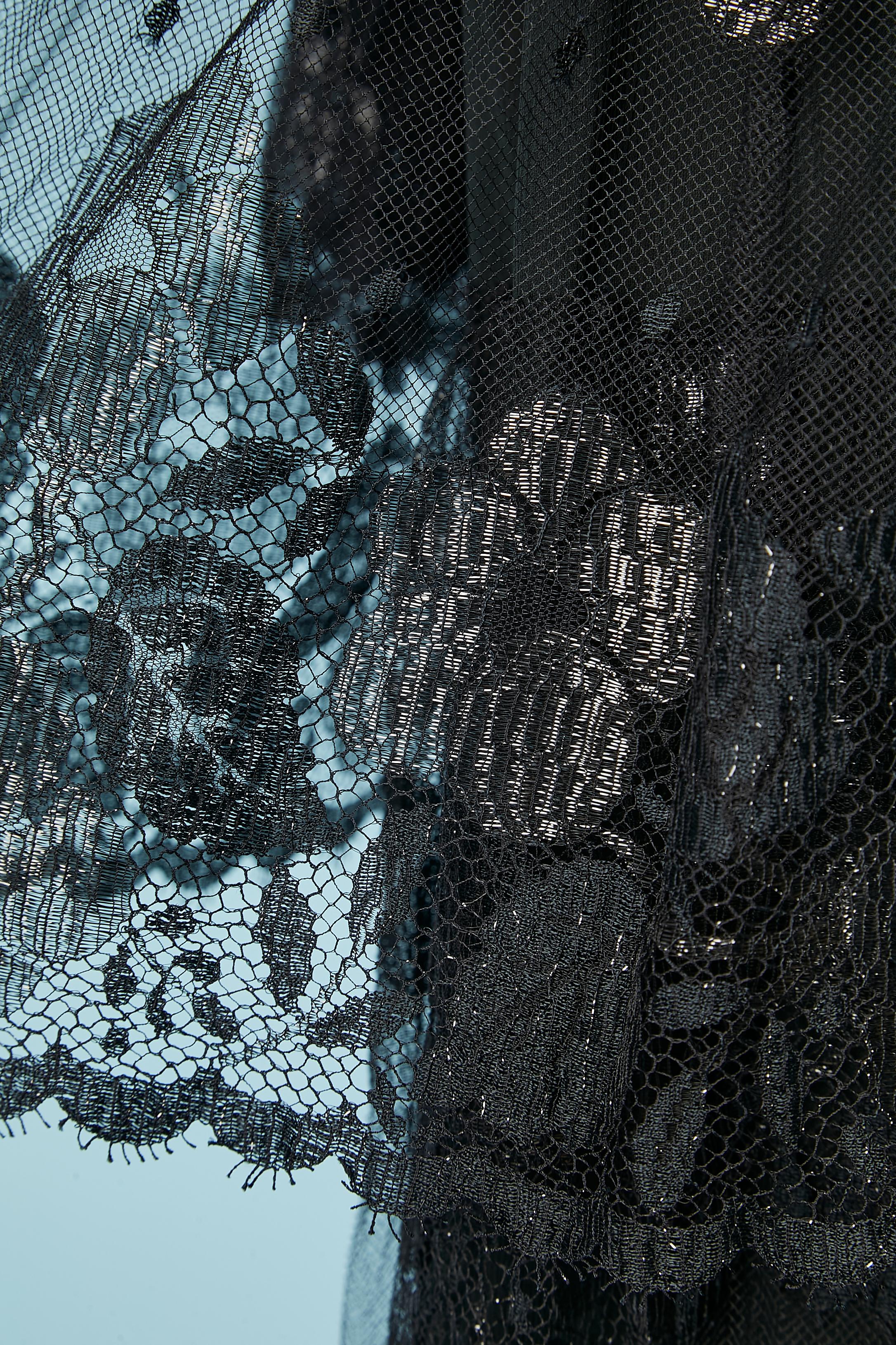  Cocktail dress in black lace and lurex with ruffles Jean-Louis Scherrer In Excellent Condition For Sale In Saint-Ouen-Sur-Seine, FR