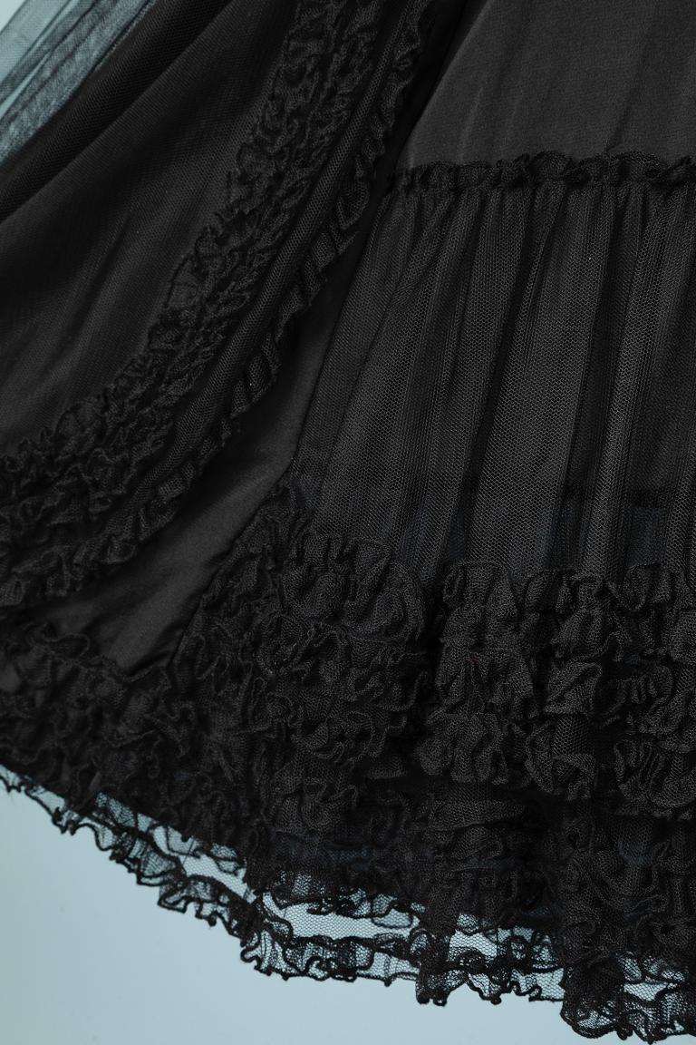 Black Cocktail dress in black tulle, trim and ruffle Jean Paul Gaultier Jean For Sale