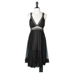 Cocktail dress in black tulle, trim and ruffle Jean Paul Gaultier Jean 