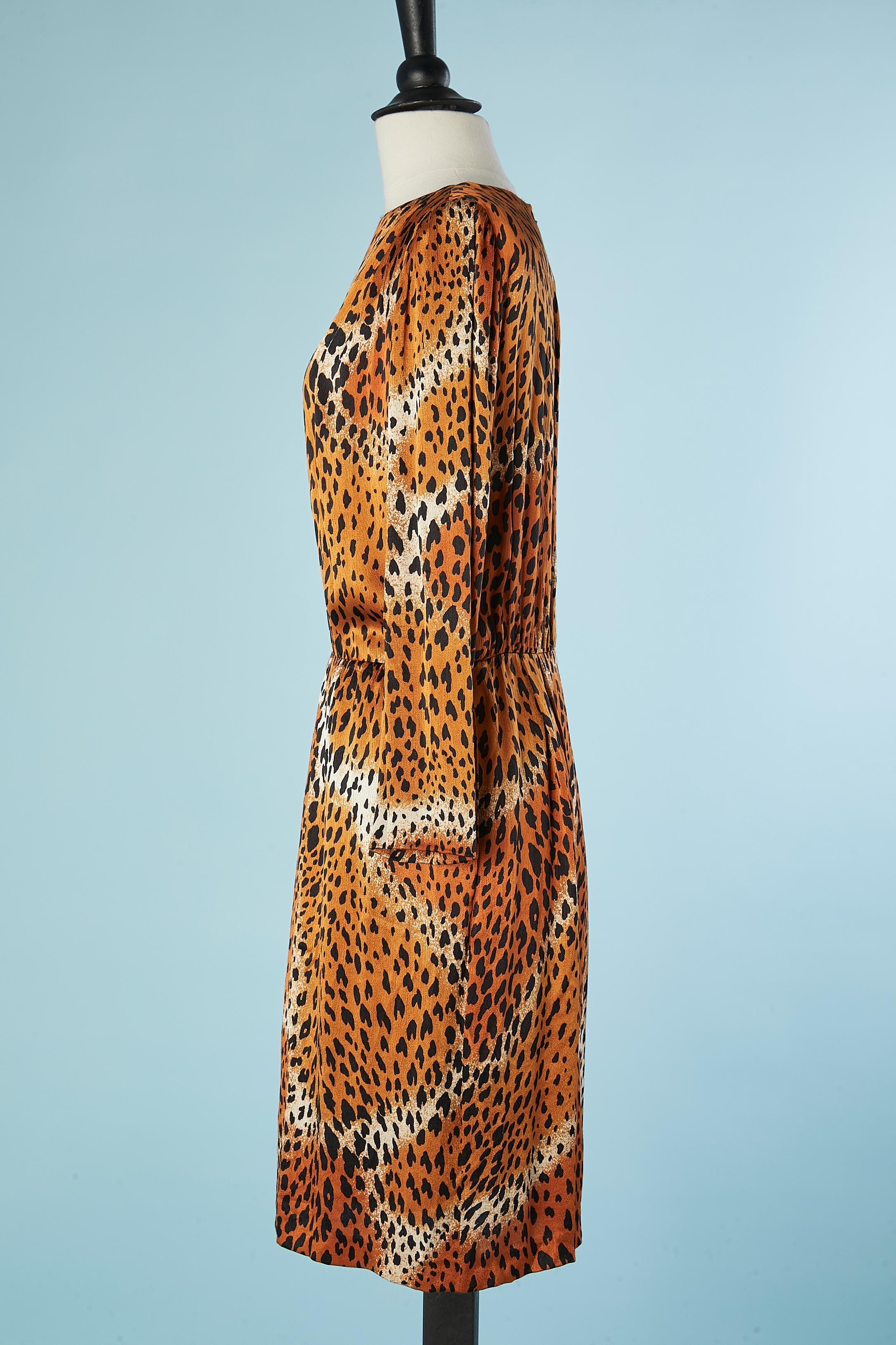 Women's Cocktail dress in leopard print Yves Saint Laurent Rive Gauche  For Sale