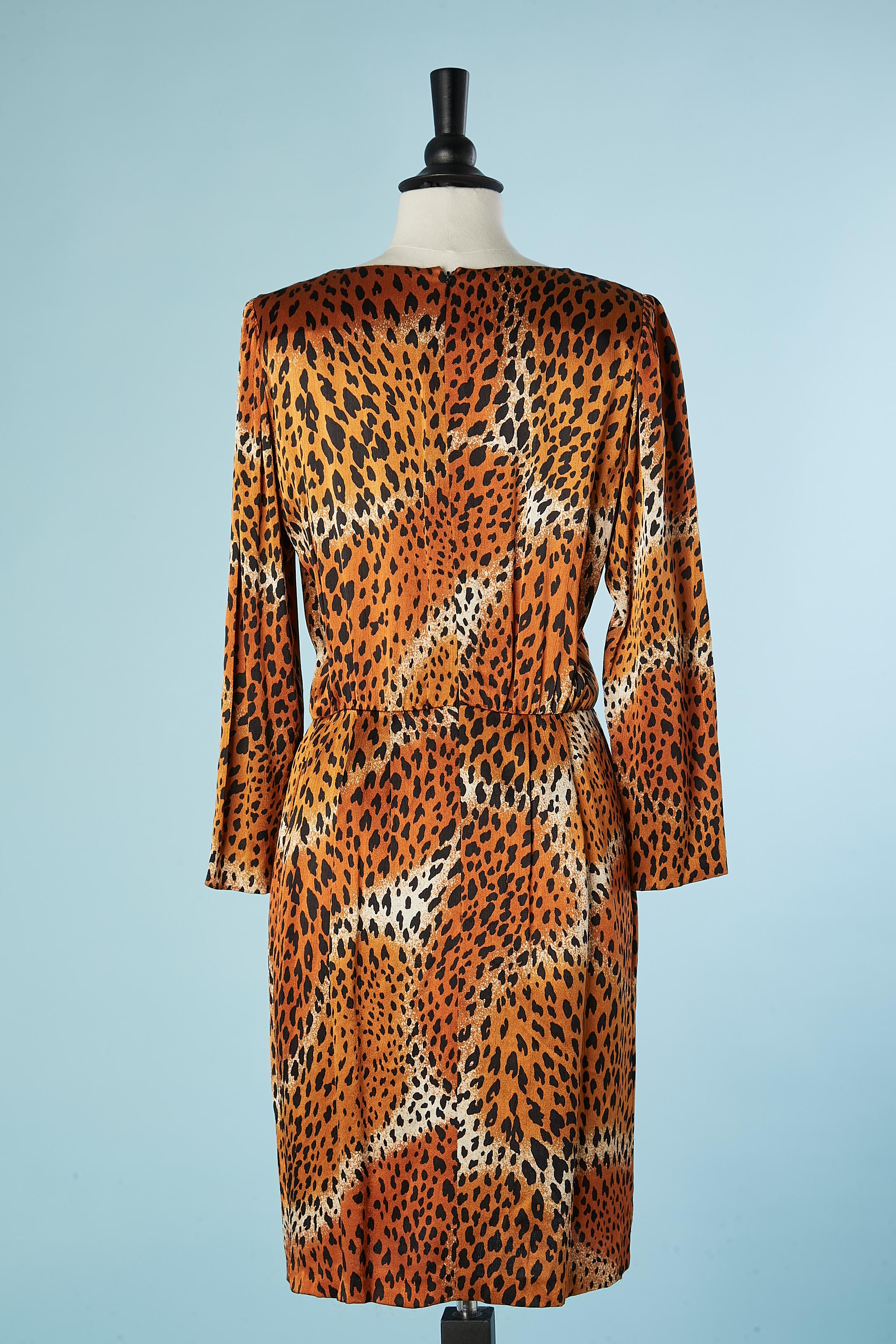 Cocktail dress in leopard print Yves Saint Laurent Rive Gauche  For Sale 1