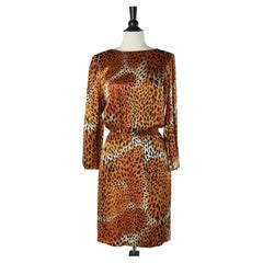 Vintage Cocktail dress in leopard print Yves Saint Laurent Rive Gauche 