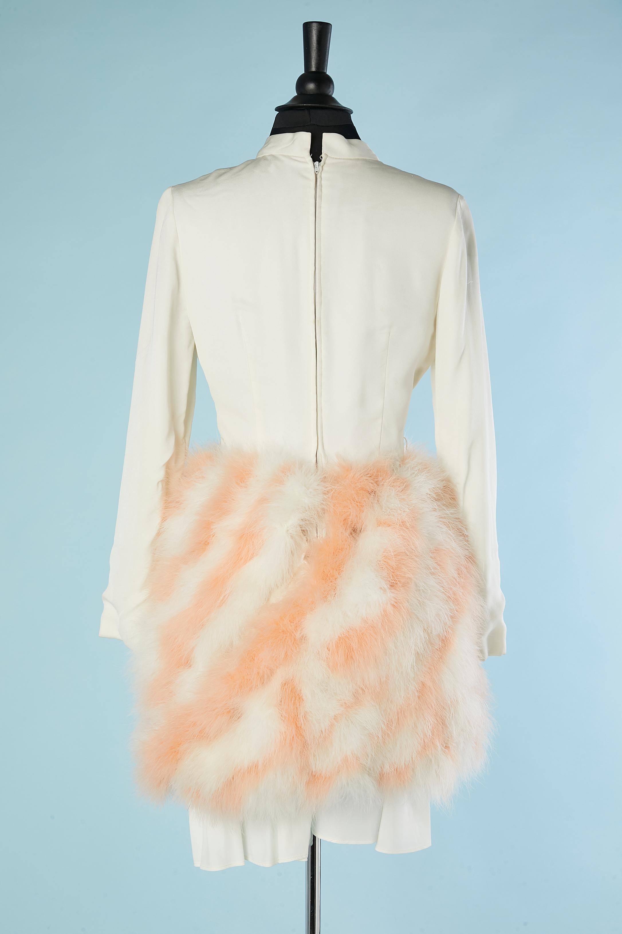Cocktail dress in off-white rayon and feathers Lord & Taylor 5th Avenue  For Sale 1