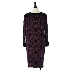 Cocktail dress in purple velours dévoré Emanuel Ungaro Parallèle