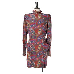 Cocktail dress in silk Ikat with frilled collar Ungaro Solo Dona 