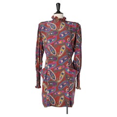 Cocktail dress in silk Ikat with frilled collar Ungaro Solo Dona