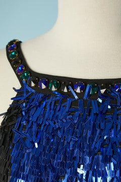 Cocktail dress with blue, green and black long sequin VERSACE COLLECTION