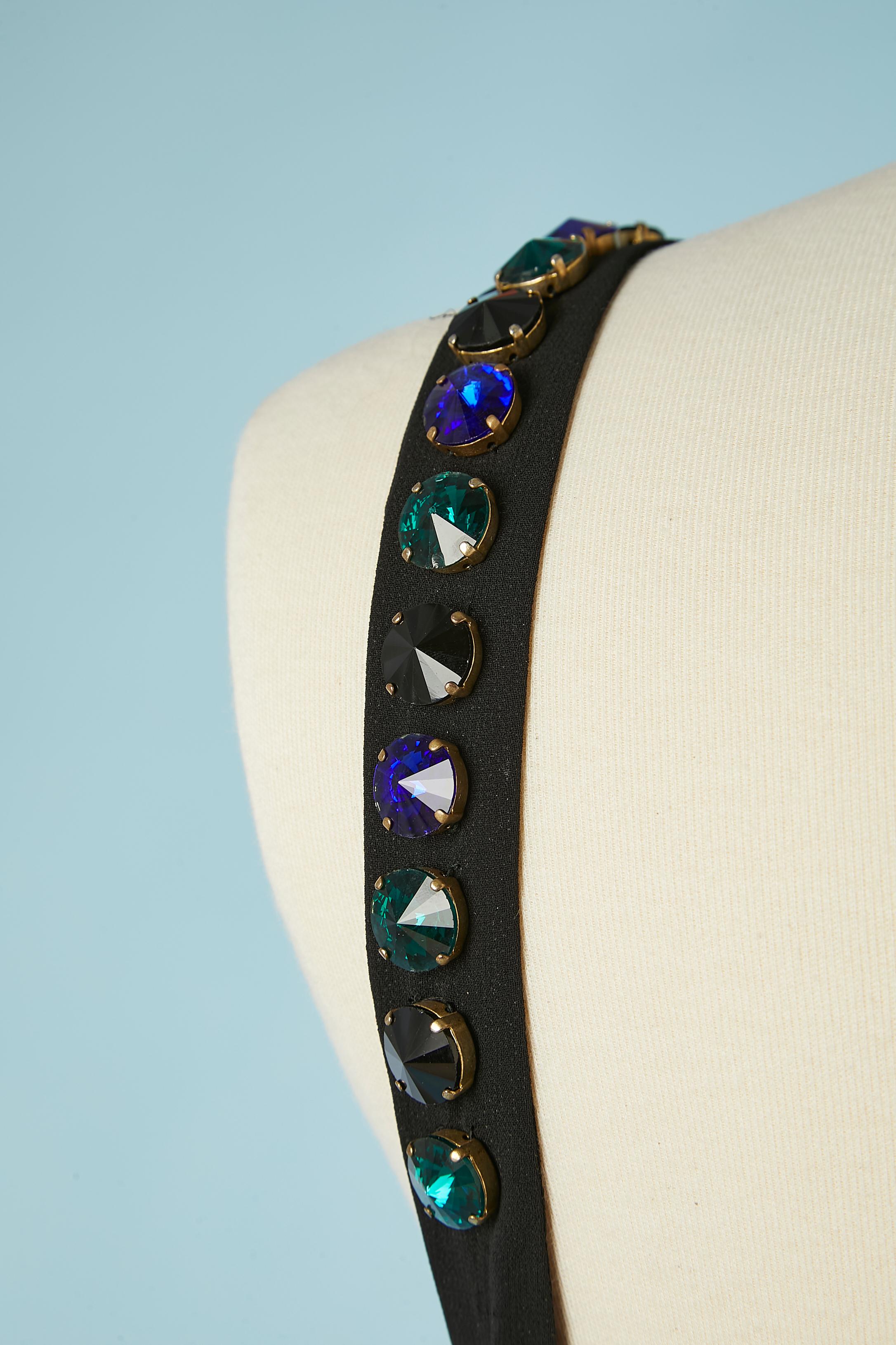 Robe de cocktail à longs sequins bleus, verts et noirs VERSACE COLLECTION en vente 1