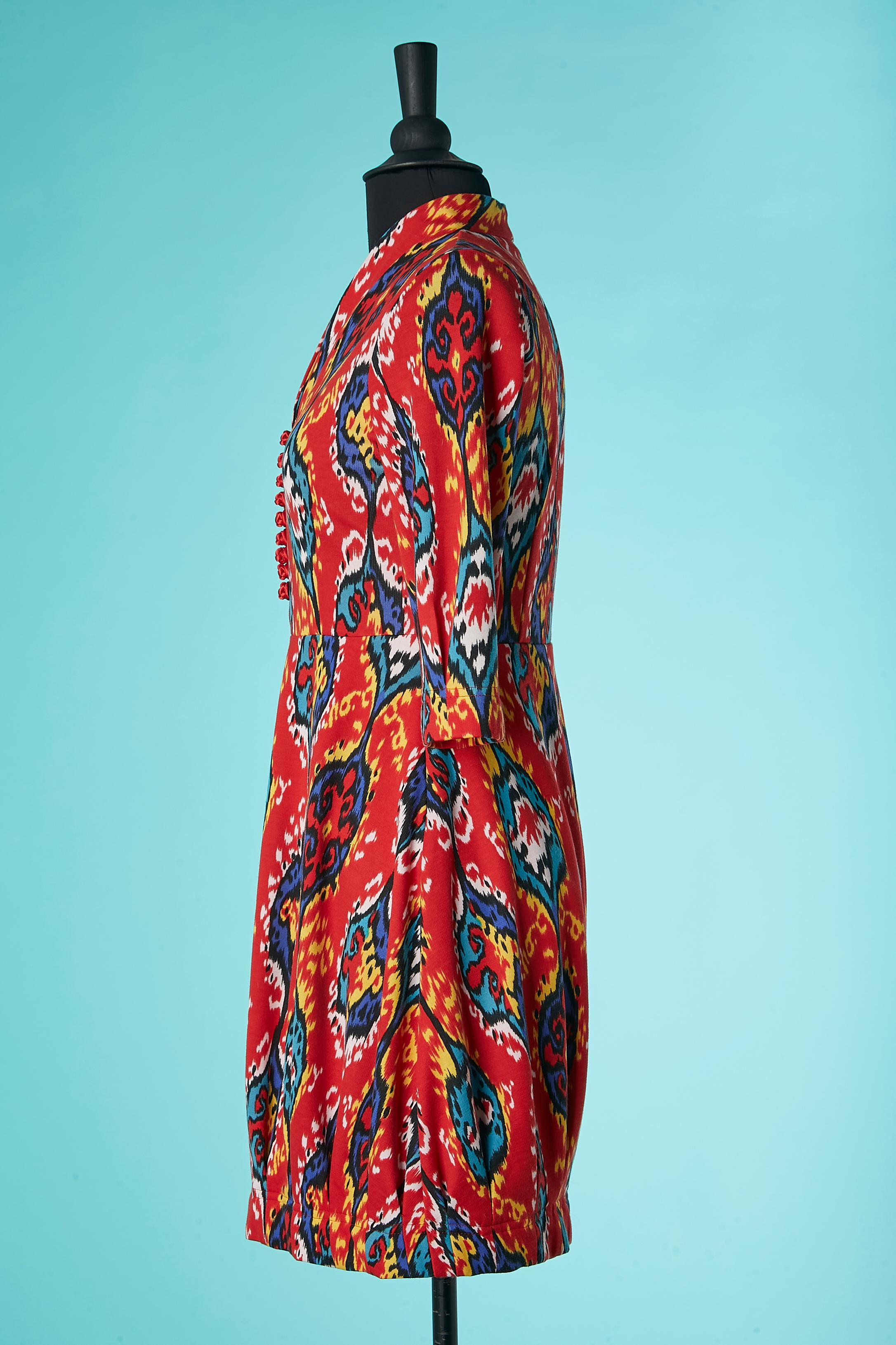 Women's Cocktail dress with Ikat inspiration print on Christian Dior Boutique Circa 1980 For Sale
