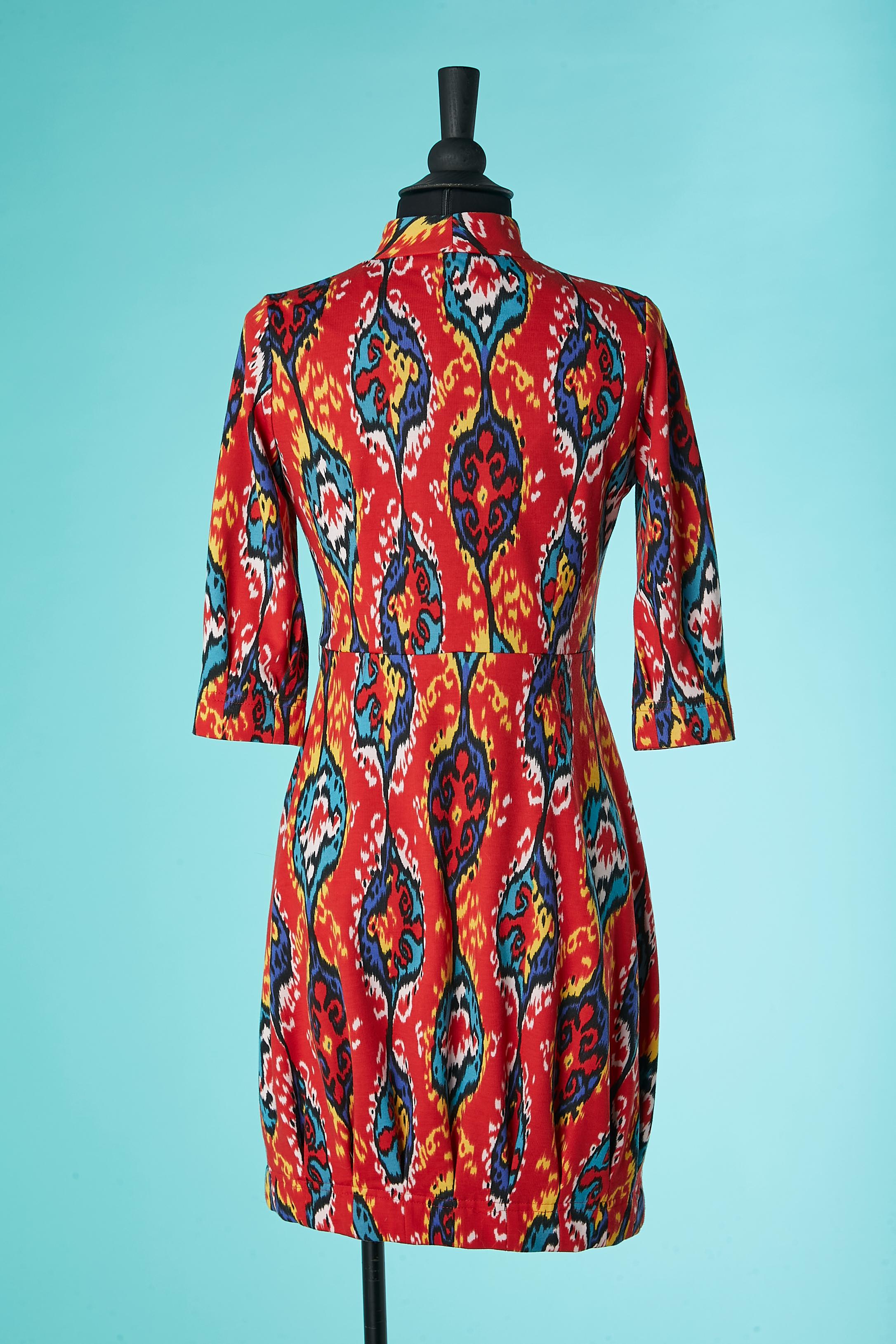 Cocktail dress with Ikat inspiration print on Christian Dior Boutique Circa 1980 For Sale 1