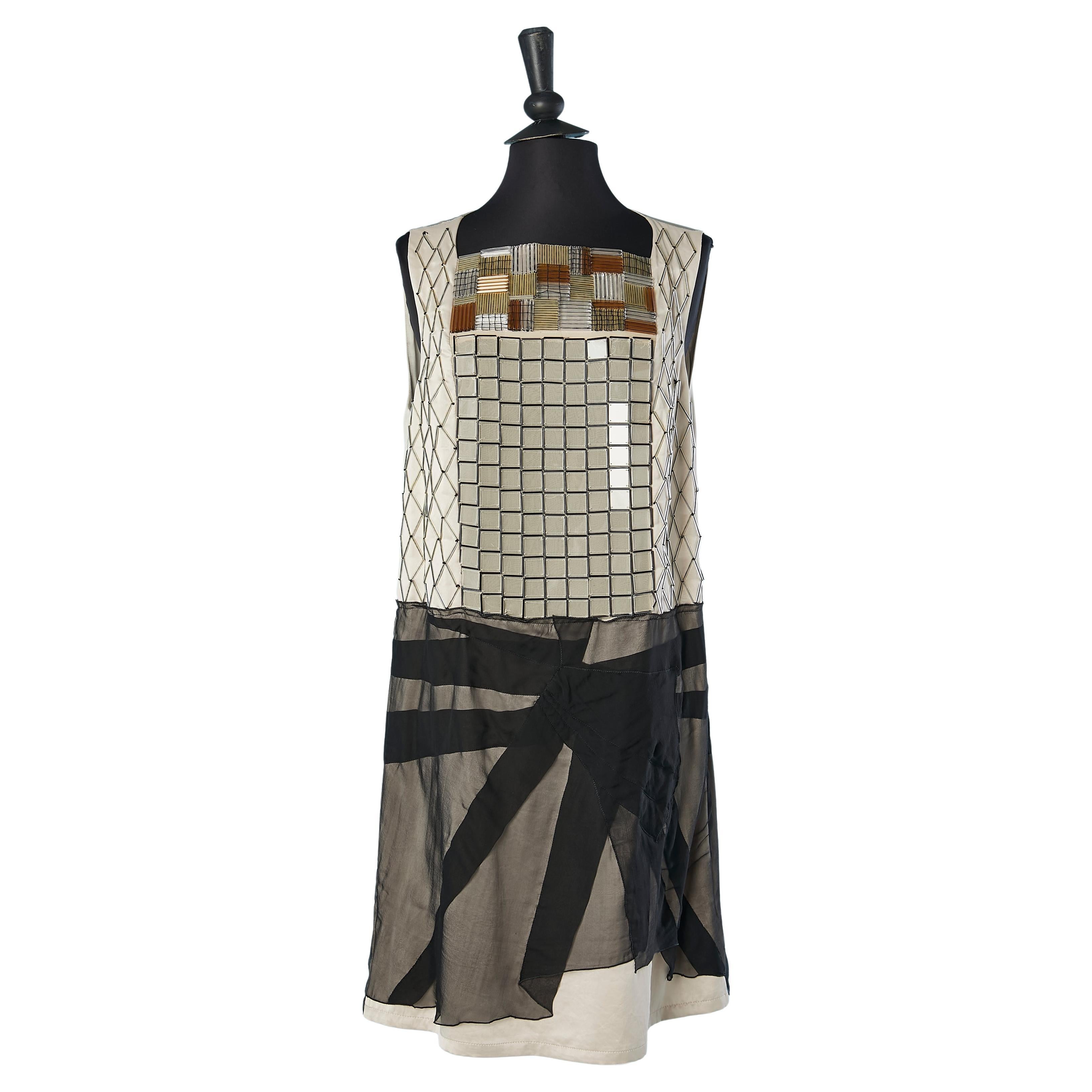 Cocktail dress with plastic square cabochon and beads embroidery Bottega Veneta  For Sale