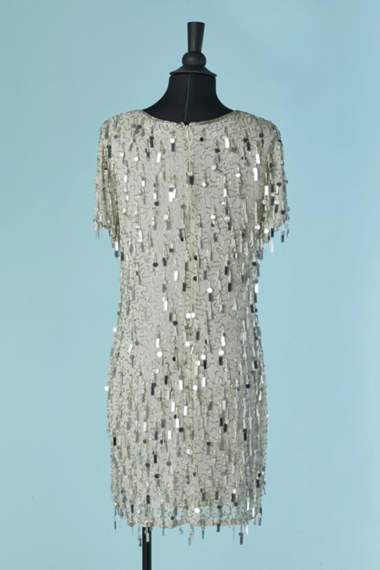 Abito da cocktail con perline e paillettes d'argento Oleg Cassini Black Tie by Oleg Cassini in vendita 1