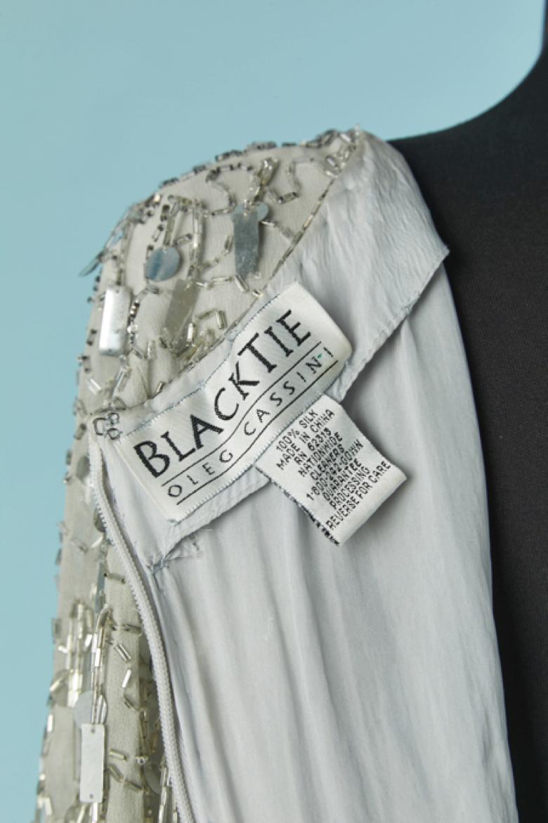 Abito da cocktail con perline e paillettes d'argento Oleg Cassini Black Tie by Oleg Cassini in vendita 2