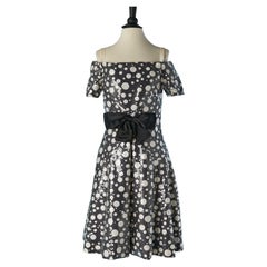 Cocktail dress with white Polka dots and transparent sequin SCAASI Boutique