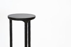 Cocktail End Table Modern Circular Round Minimalist Contemporary Blackened Steel