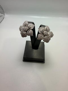 Cocktail flower diamond earrings clips 18KT gold diamonds earrings