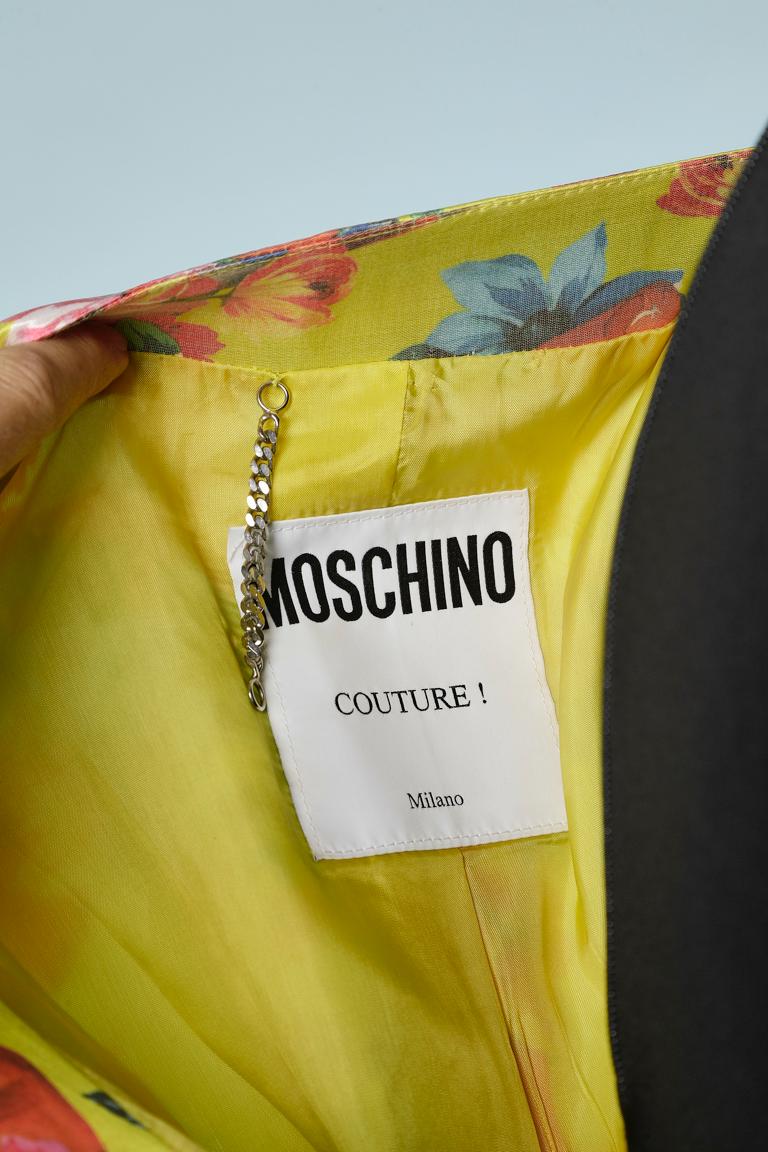 Cocktail flower printed dress with belt Moschino Couture  For Sale 2
