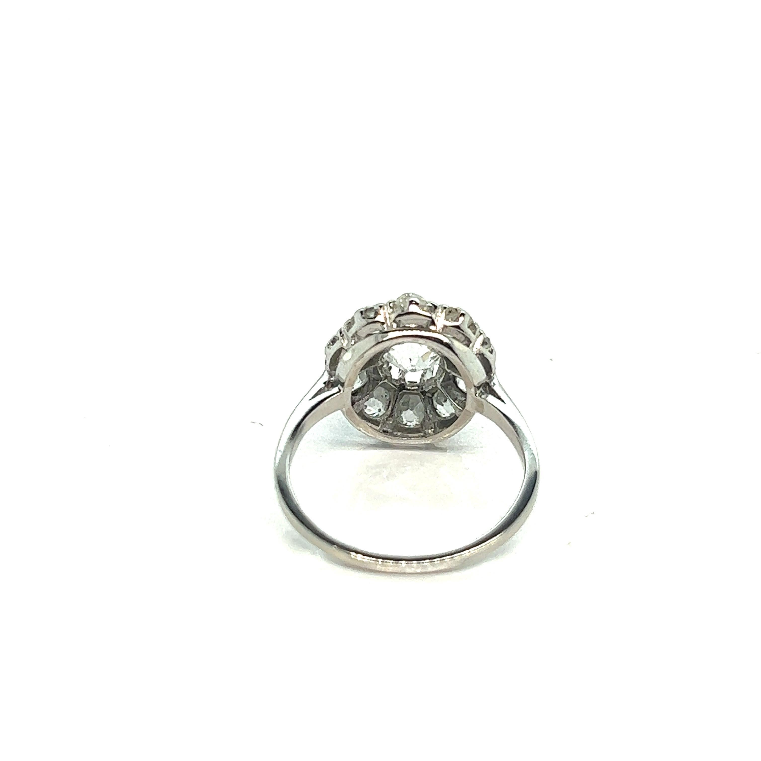 Women's or Men's Cocktail French Ring Marguerite Platinum Diamonds  For Sale