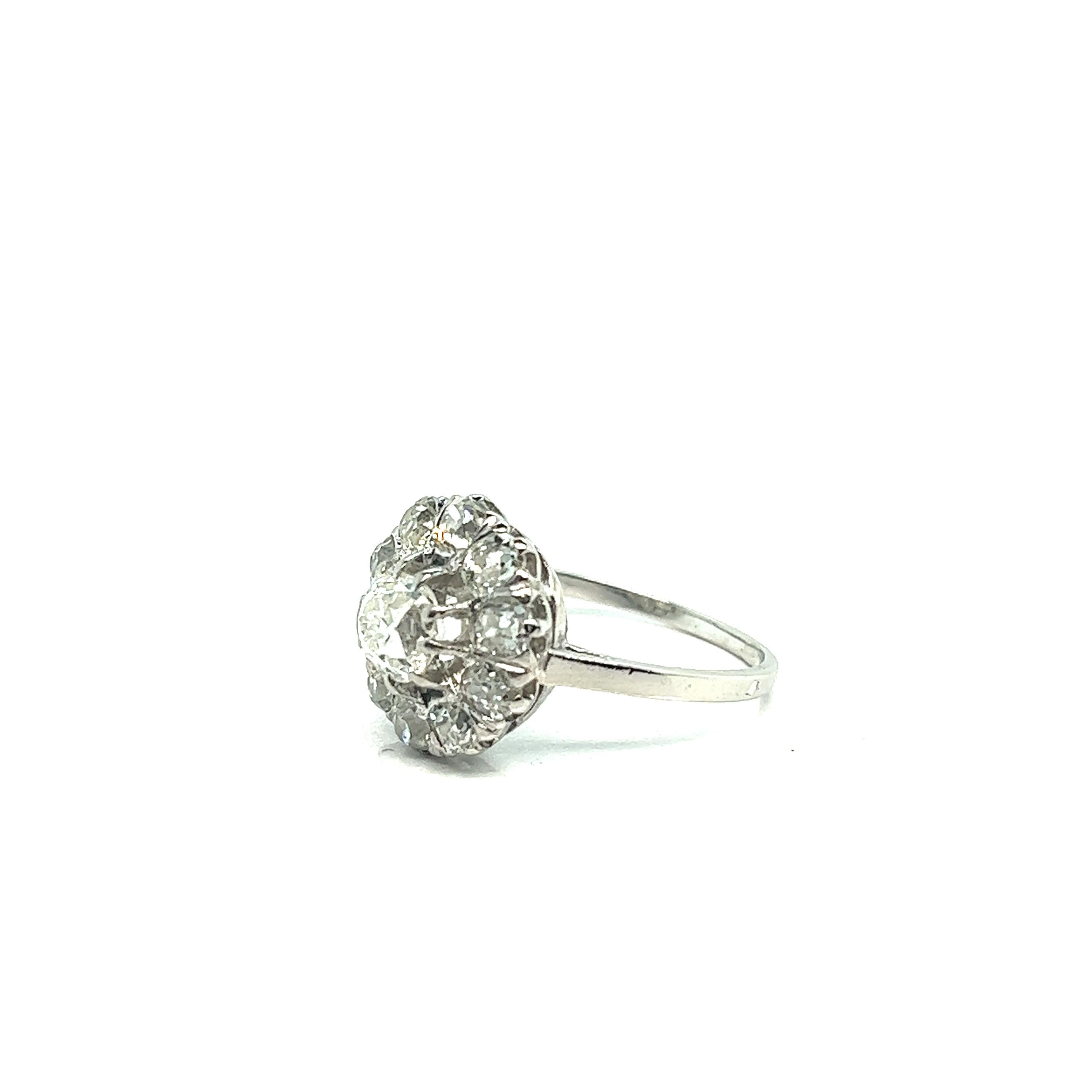 Cocktail French Ring Marguerite Platinum Diamonds  For Sale 2