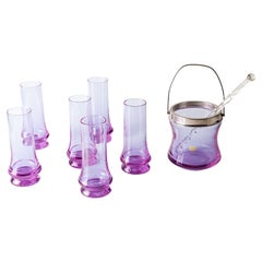 Retro Cocktail Glass Set- Ice Bucket, Stirrer, 6 Glasses by Cristallerie Si.An., Italy