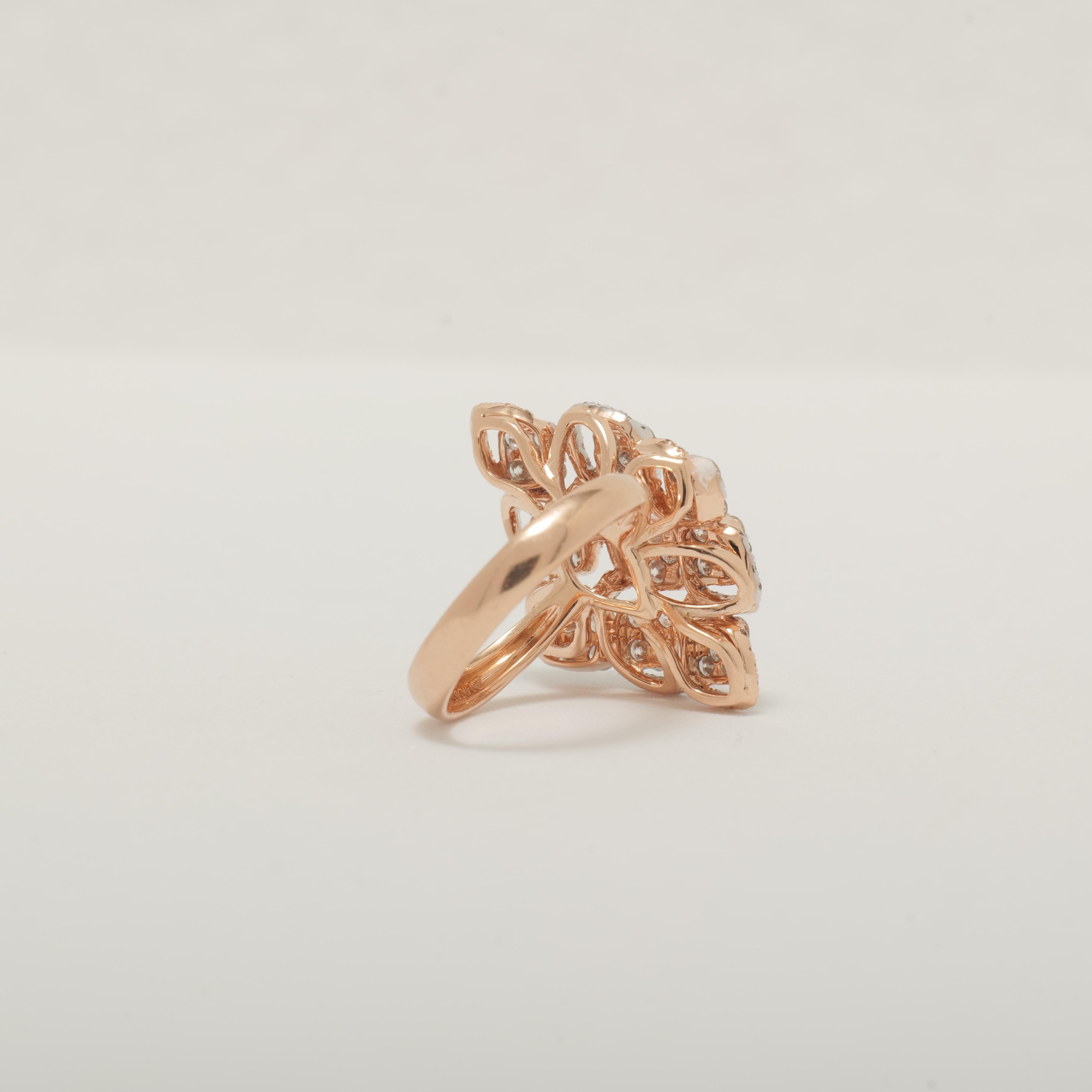 Women's Cocktail Halo Diamond Ring in 14k Solid Gold (Certified) For Sale