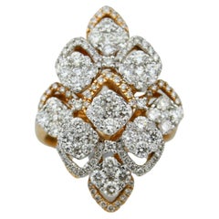 Cocktail Halo Diamond Ring in 14k Solid Gold (Certified)