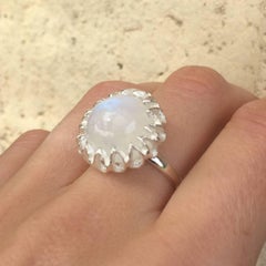 Cocktail Moonstone Silver Ring