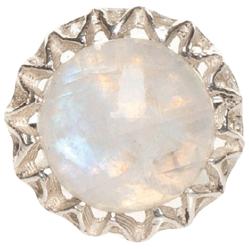Cocktail Moonstone Silver Ring For Sale