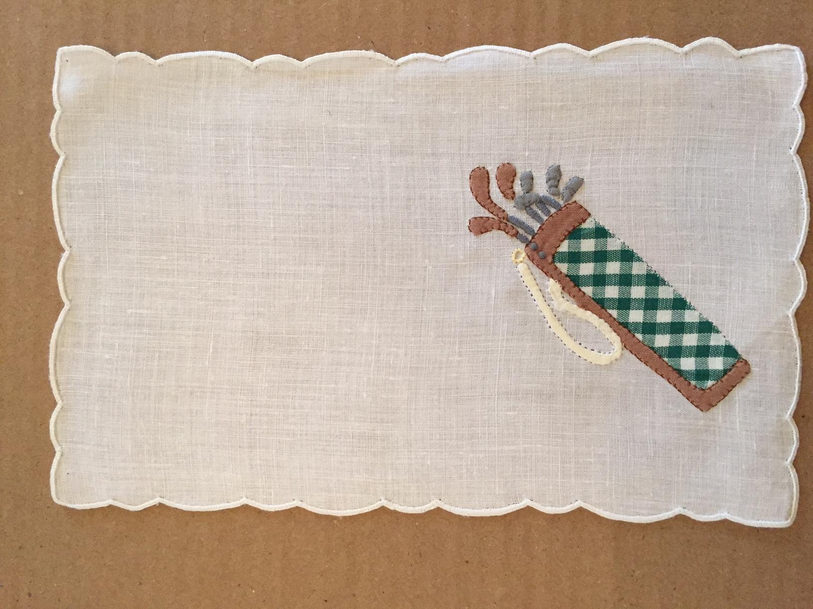 Gray Cocktail Napkins Appliqued Golf Theme Set of Eight