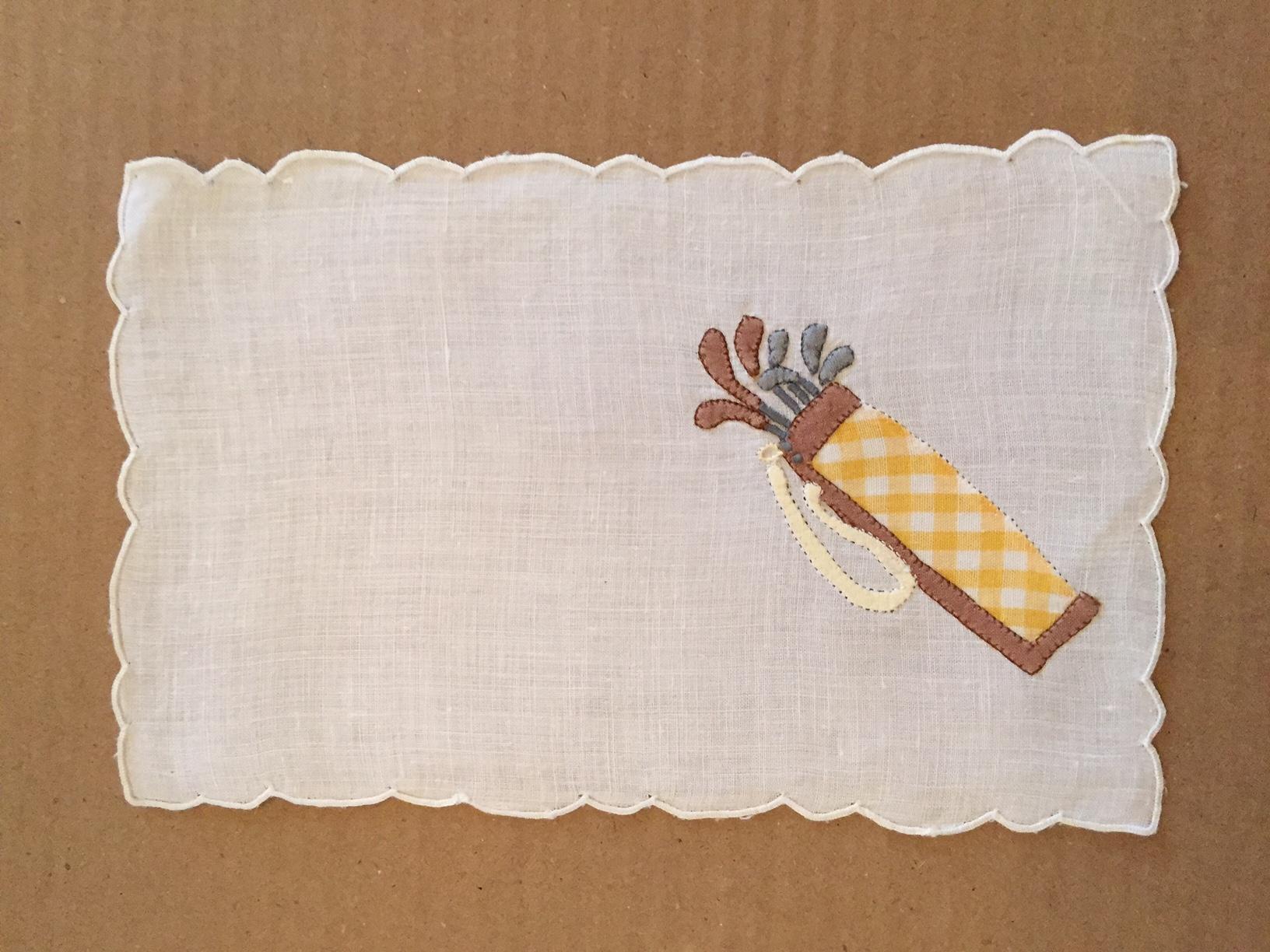 Cocktail Napkins Appliqued Golf Theme Set of Eight In Excellent Condition In New Hope, PA