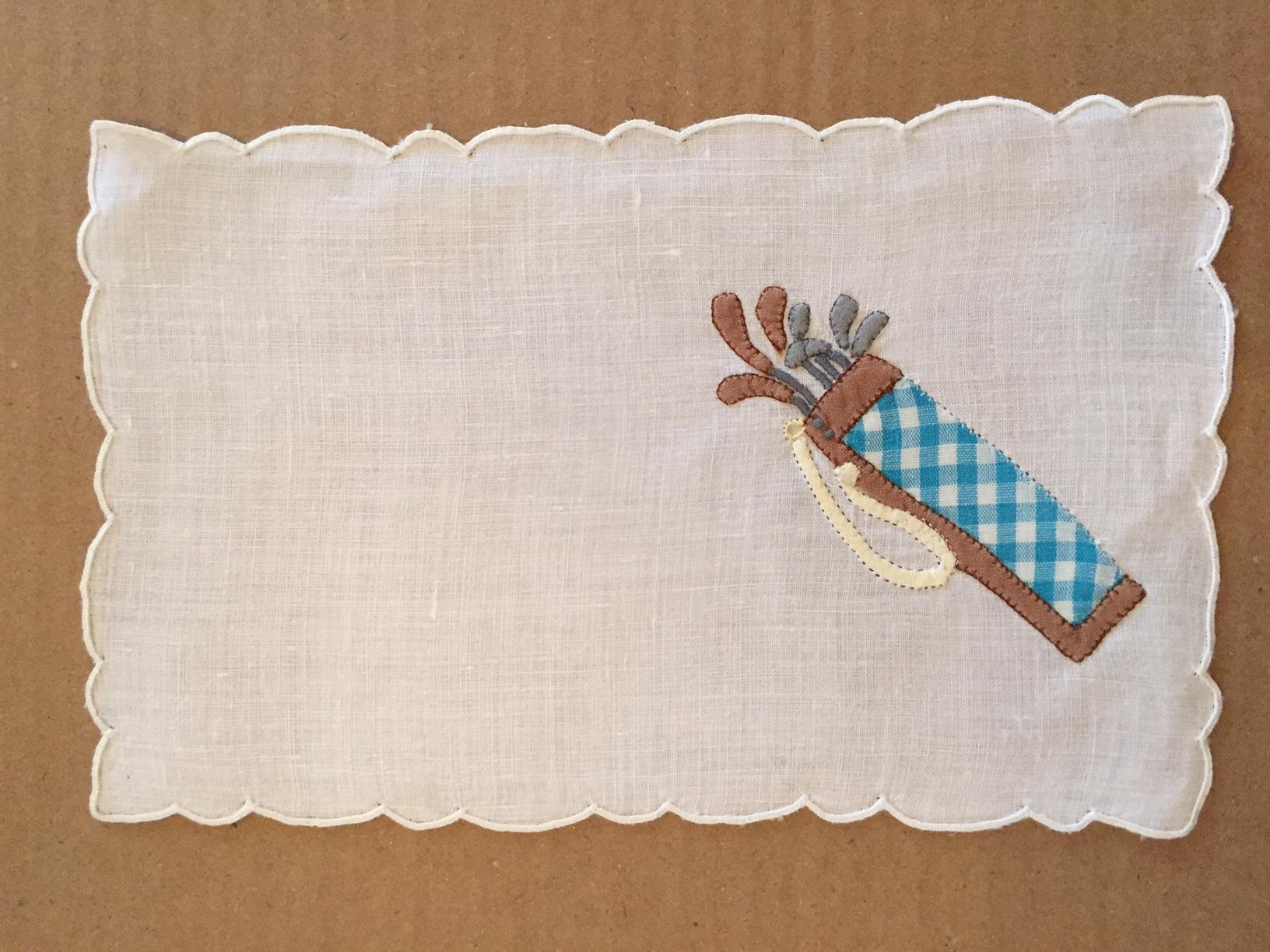 Women's or Men's Cocktail Napkins Appliqued Golf Theme Set of Eight