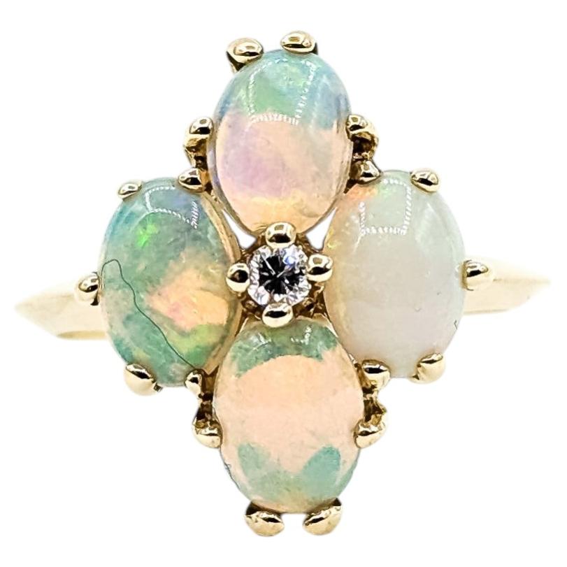 Cocktail Opal & Diamond Ring in 14k yellow gold